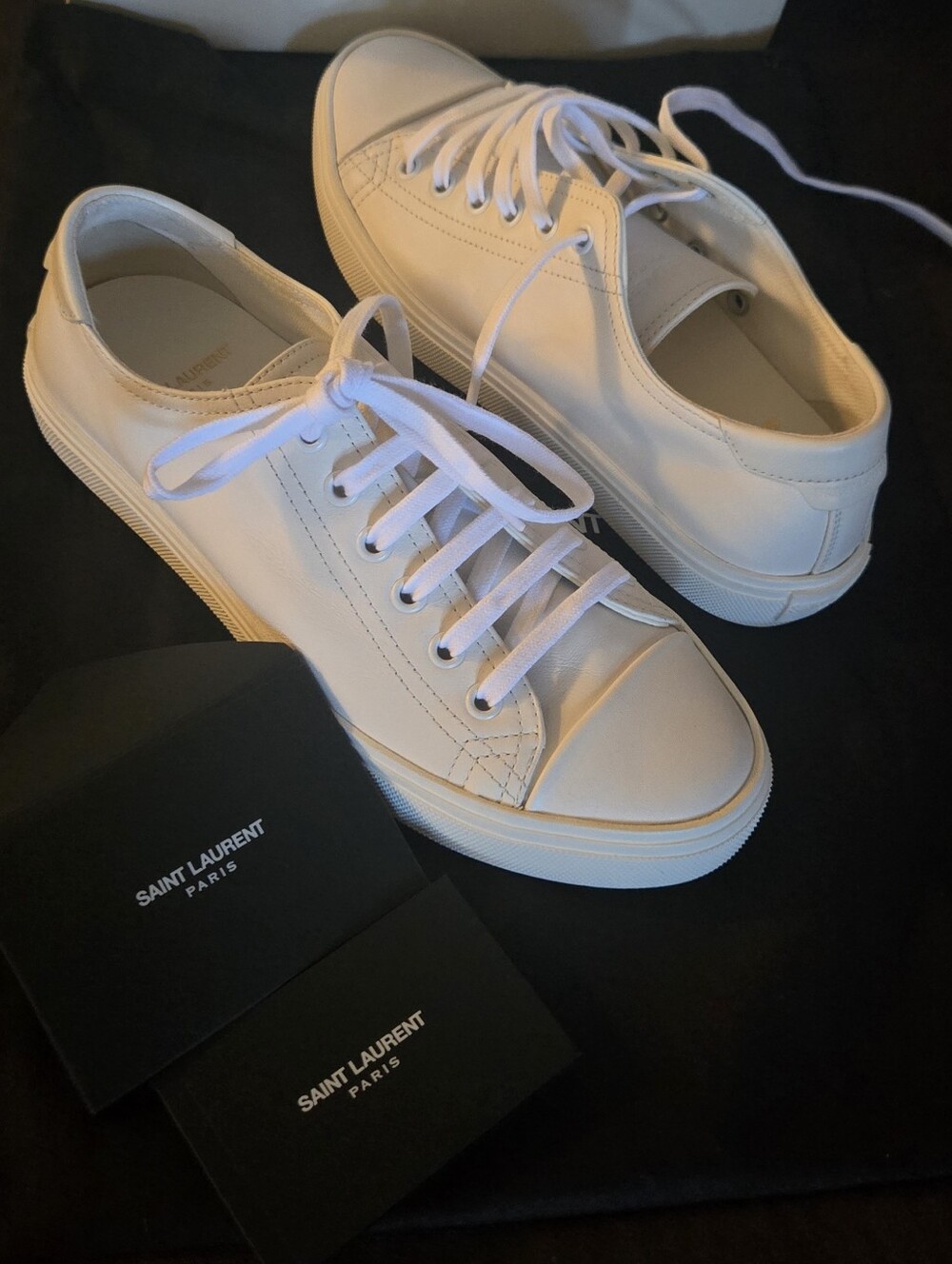 Saint Laurent Cream Low-Top Leather Sneakers Size 36 Fit 7 Narrow
